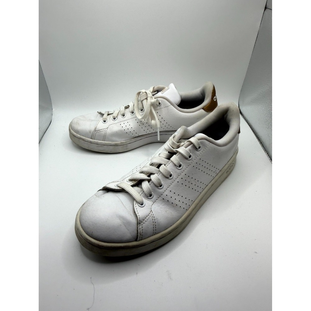Adidas‎ Advantage F36223 Womens 8.5 Sneaker Copper Metallic White Leather Shoes